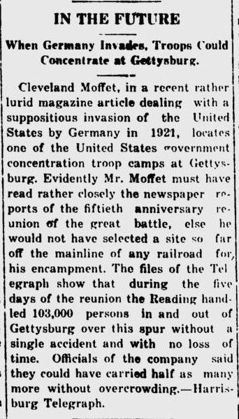 Front Page Gettysburg Times, June 18, 1915. From Google Archive.